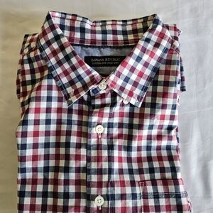 Banana Republic Red and Blue Casual Button Down Shirt Sz M Slim Fit